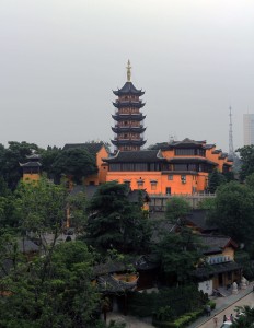 Jiming Temple (a Buddhist temple) seen from the city wall.