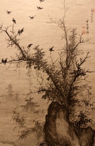 Chinese painting of tree with birds.