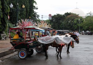 Horse drawn carriages found in Jakarta.