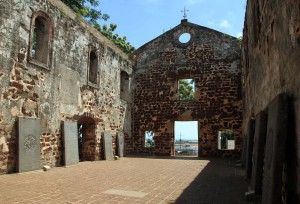 Inside the ruins of St. Paul's Church.