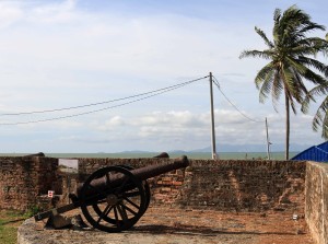 Canon located at the northwest battlement of Fort Cornwallis. 