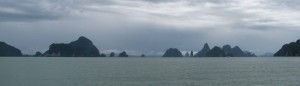 The limestone islands in Phang Nga Bay.