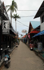 Another street in Sairee with a Ladyboy Cabaret club.