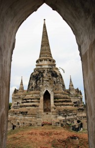 Stupa seen from the entrance of another.