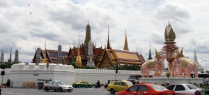The northeast corner of the Grand Palace with the Royal Monastery buildings in view.