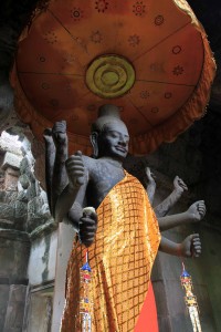 A Buddhist sculpture used for worship in Angkor Wat.