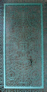 A stylized gate that leads to the Temple of the Emerald Buddha.