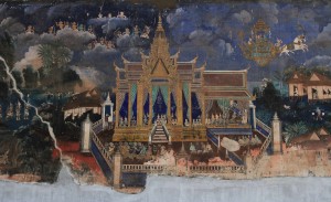 Another portion of the fresco on the wall surrounding the Temple of the Emerald Buddha.