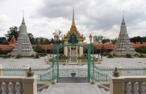 Looking out from the entrance to the Temple of the Emerald Buddha.