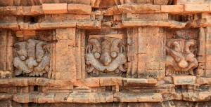 Closeup of reliefs on the restored temple.
