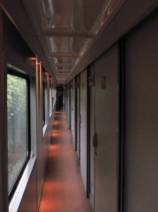 Inside the train car.