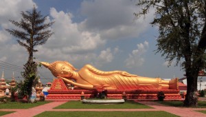 Golden, reclining Buddha.