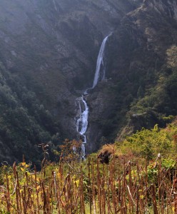 Waterfall across the valley, from Bhalebas.