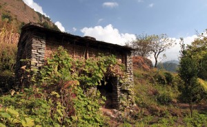 A rustic stone hut along the trail.