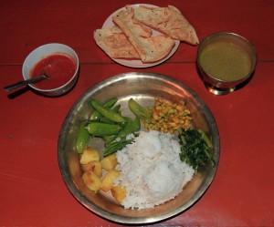 A local variety of dal bhat.