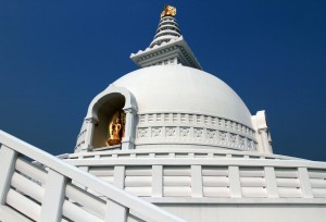 Angled view of the Japan Peace Stupa.