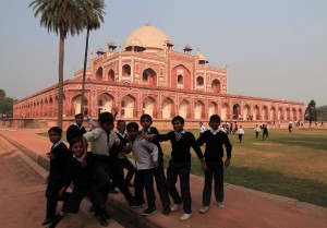 School children posing for a photograph.