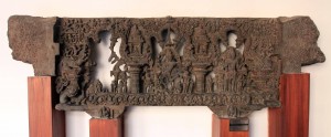 Lintel depicting Brahma, Vishnu, and Shiva.