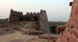 Battlement at Tughlaqabad Fort.