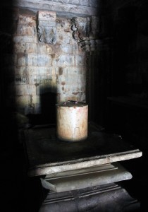 Linga and yoni inside the inner sanctum of the Kandariya Mahadeva Temple.