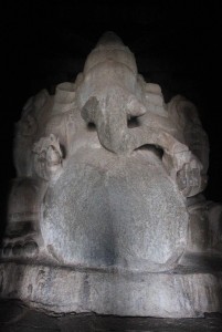 Giant monolithic sculpture of Ganesha (carved out of a boulder) in the Kadalekalu Ganesha temple.