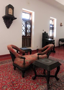 Loveseat inside one of the domestic rooms in the palace.