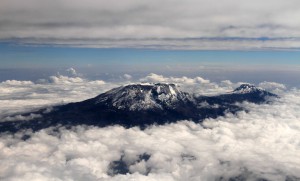 Mount Kilimanjaro seen from the flight to Nairobi.