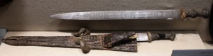 Sword with a sheath made out of a baby crocodile.