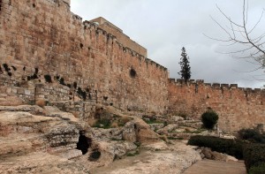 The Old City wall outside of Dung Gate.