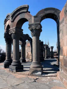 Columns and arches that once made up the central round hall inside.