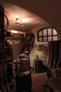 Diorama of a Cooper Workshop (where barrels for beer were manufactured, repaired, cleaned, and resined), inside the Beer Brewing Museum. 