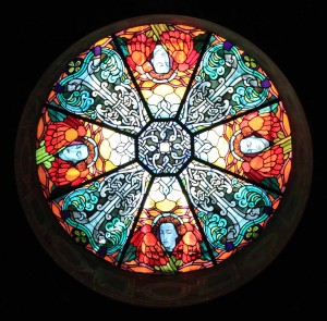 Stained glass above the altar in the Armenian Cathedral.