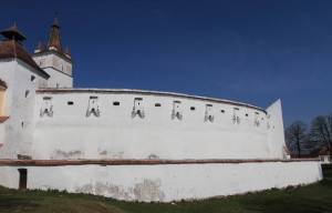 The wall of the Fortified Church in Hărman.