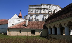 Closer view of the Fortified Church in Prejmer, near the entrance..
