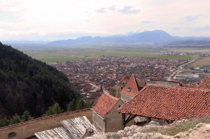 Looking at Râșnov and the mountains in the distance from the highest point in the citadel.