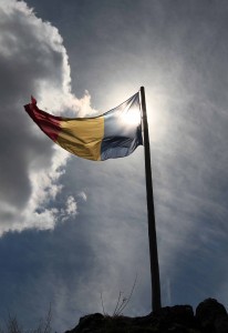 The Romanian flag, posted on the highest point in the citadel.