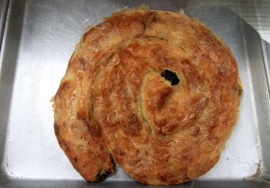 Burek - this particular pastry is filled with cheese and spinach.