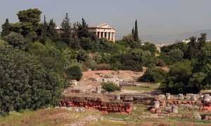 The Ancient Agora with the Temple of Hephaistos in the distance.