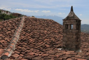 Tiled-rooftop and chimney in Berat.