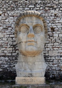 Giant bust of Emperor Constantine, found in Berat Castle.