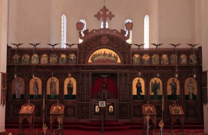 The iconostasis inside the Church of St. Demetrius.