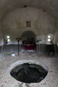 Inside the Church of the Mother of God (with a freshwater spring pool in the center).
