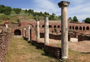 Columns between the Great Basilica and the Episcopal residence at Heraclea Lyncestis.