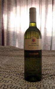 Bottle of Macedonian white wine made from Smederevka grapes.