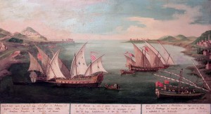 'Naval Battle of Captain Marko Ivanovic Off Patras' by Vincenzo Chilone (1823 AD).