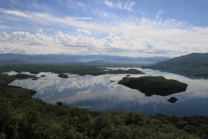 View of Lake Slano (an artificial lake) and Lake Krupac (a natural one). 