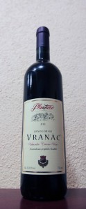 Bottle of Montenegrin red wine made from Vranac grapes.