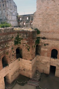 Looking down at Diocletian's Palace's cellars.