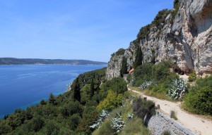 The trail to the Church of St. Jerome, with Čiovo Island in the background.