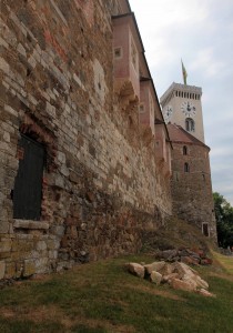 Wall and towers of Ljubljana Castle.